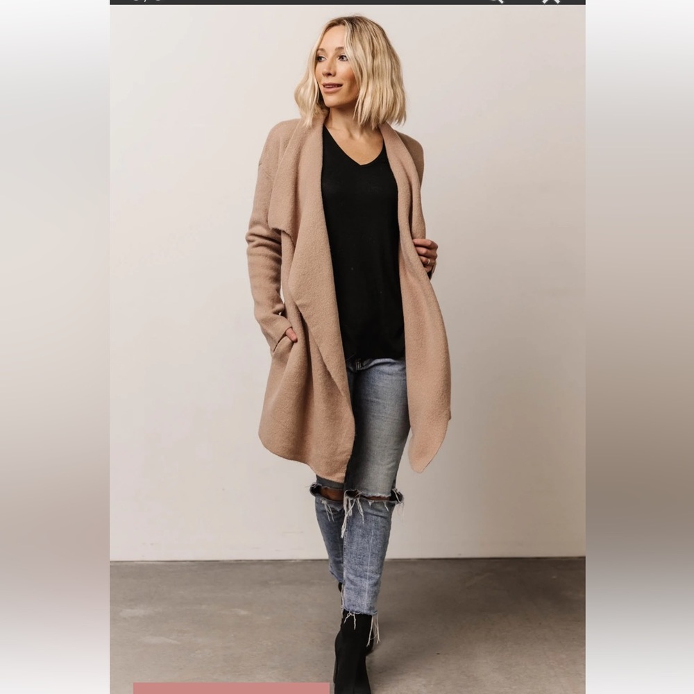 Baltic Born Beige Lapel Cardigan XXL/XXXL